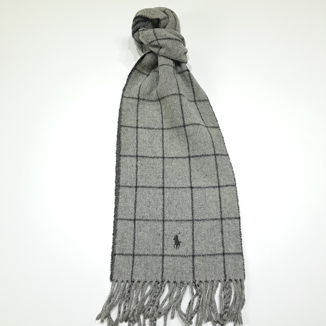 MX565 폴로 90s 이태리판 램스울 양면 윈도우페인 헤링본 머플러 상품이미지1