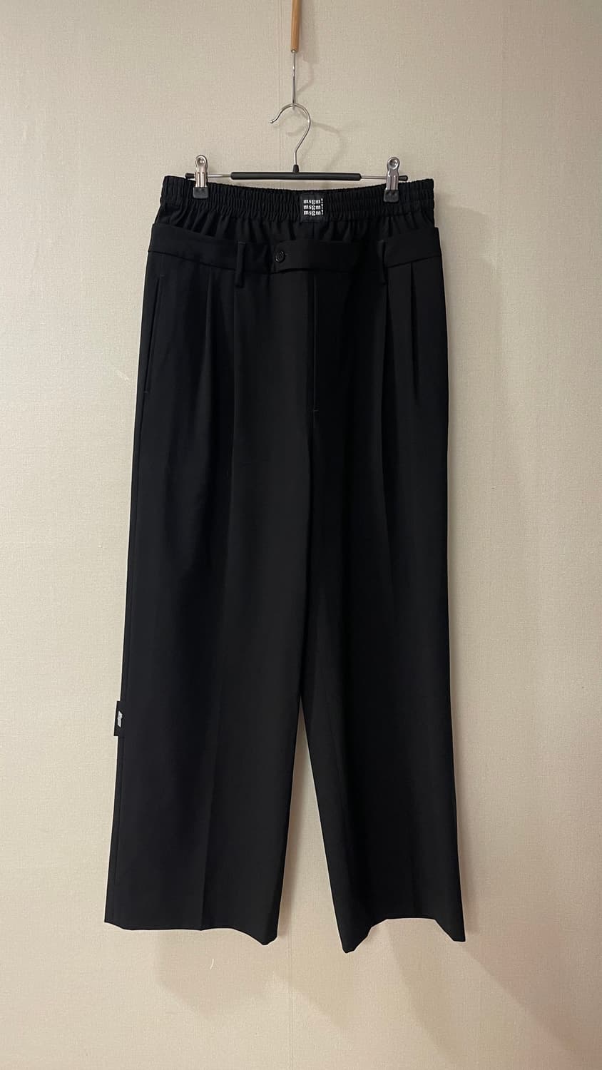 새상품) MSGM 더블 웨이스트 로고 슬렉스팬츠 L 블랙 정가60만원대 상품이미지4