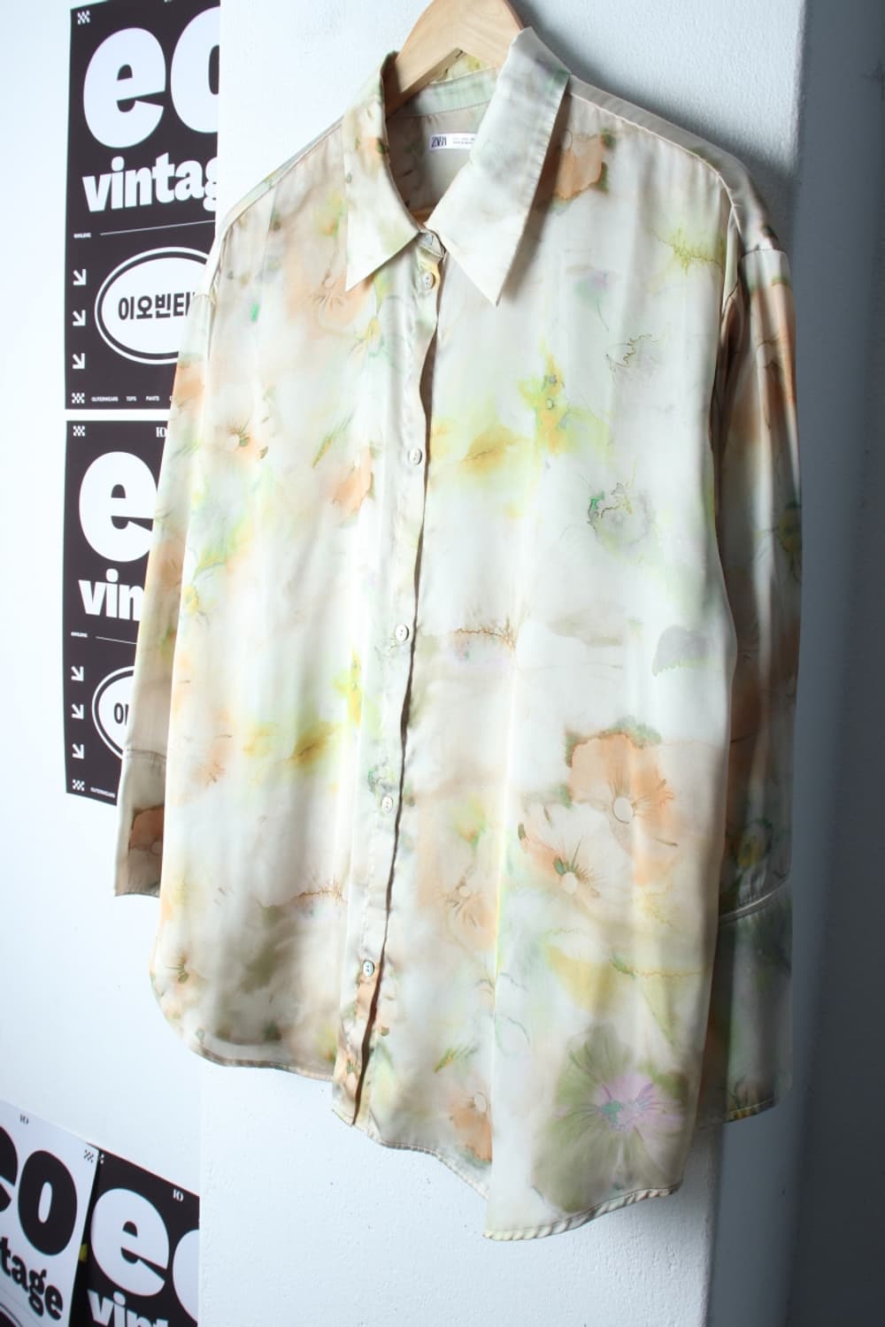 W(L-XL) 자라 셔츠 남방 블라우스 플라워 패턴 노랑-H33538 상품이미지1
