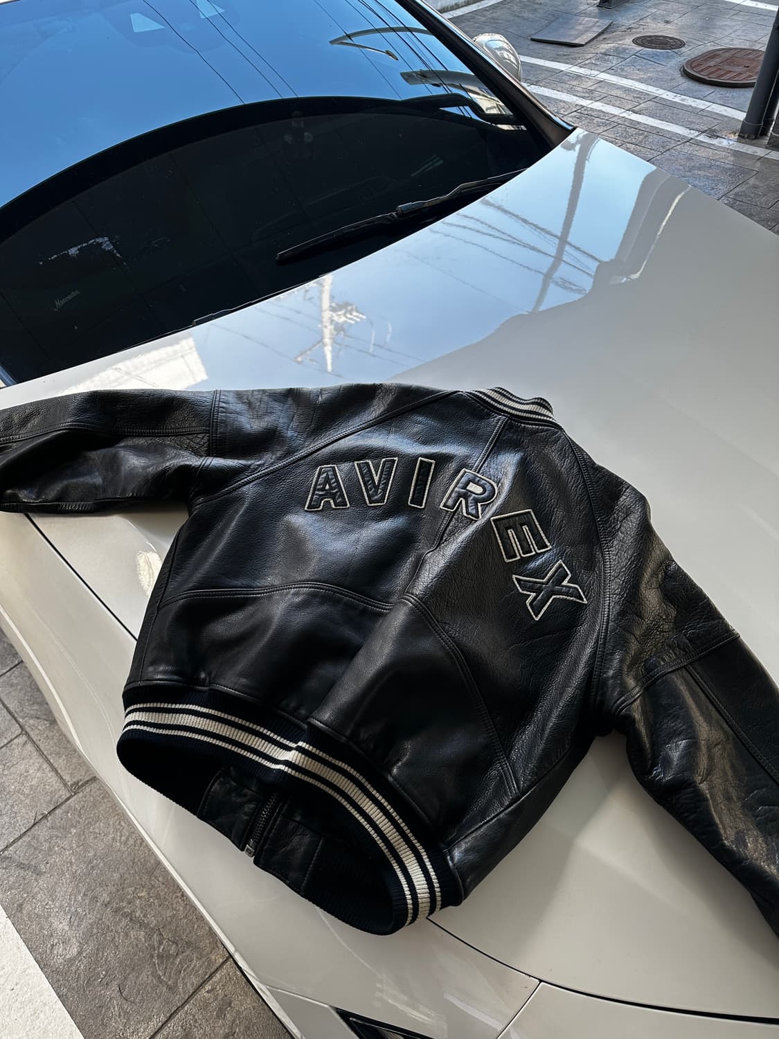 아비렉스 avirex 90s 아이콘 바시티 레더자켓 블랙 상품이미지3