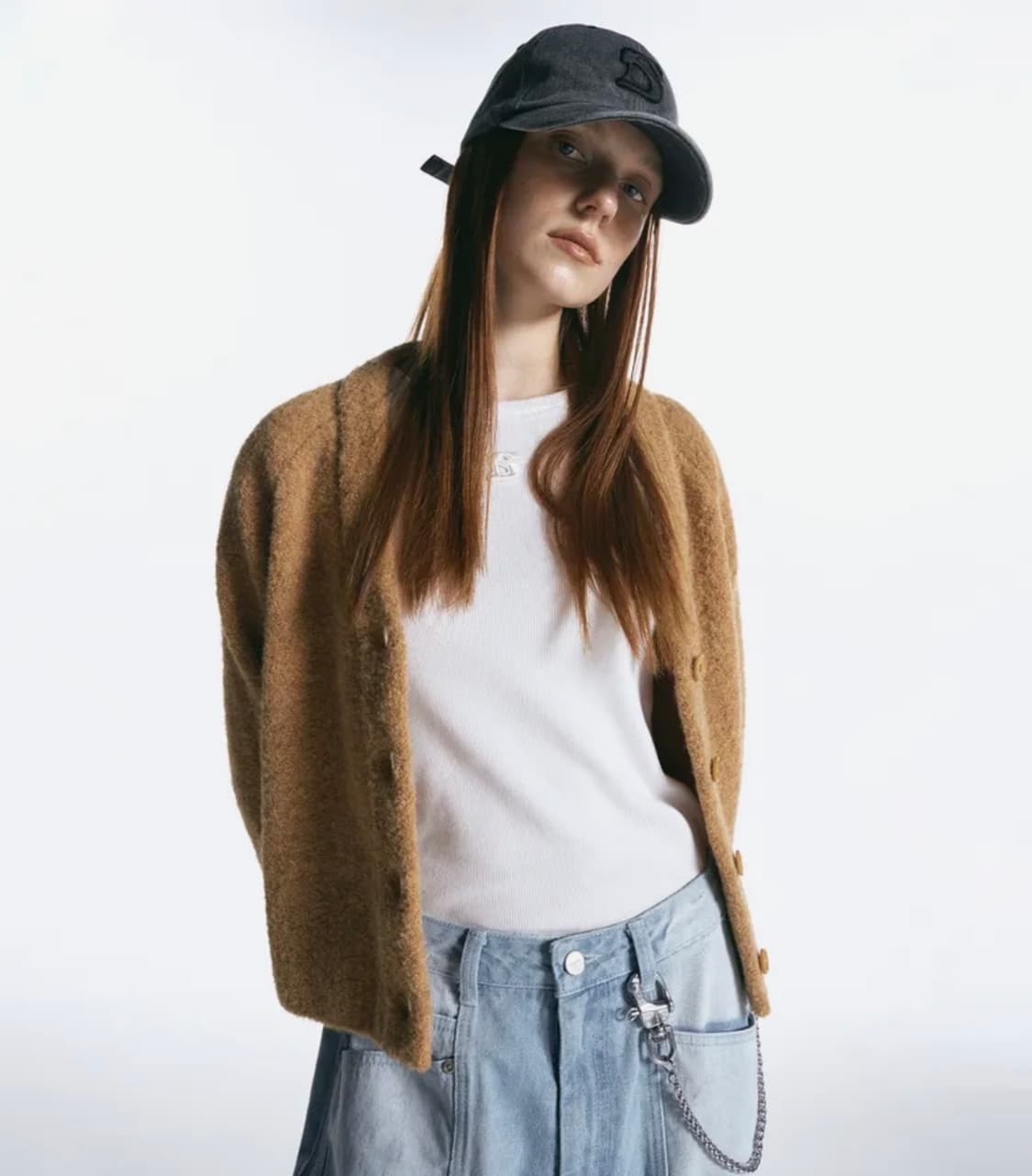 알파카 크롭 카디건 ORANGE 상품이미지1