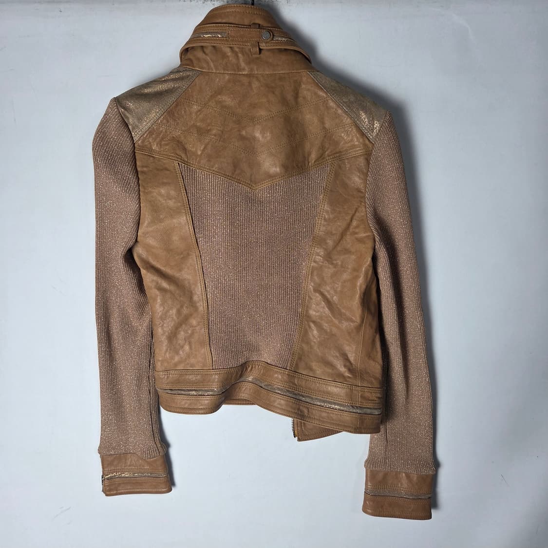 [EGOIST] 에고이스트 믹스패브릭 비대칭 가죽자켓 상품이미지2