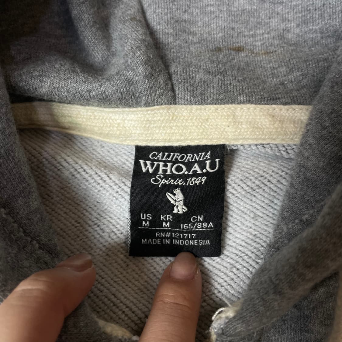 후아유 그레이 화이트 패치 후드집업 M 상품이미지5