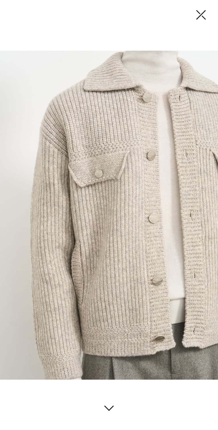 타임옴므 24FW 울 블렌드 플랩 칼라 니트 자켓 가디건 상품이미지4