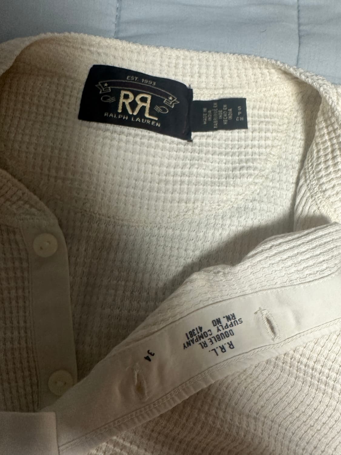 [S] RRL 더블알엘 와플 헨리넥 아이보리 상품이미지3