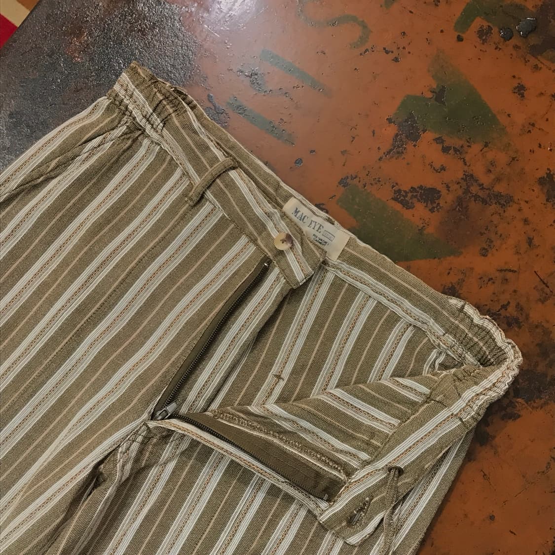 빈티지 카키 브라운 스츠라이프 밴딩 팬츠 허리 30 상품이미지5