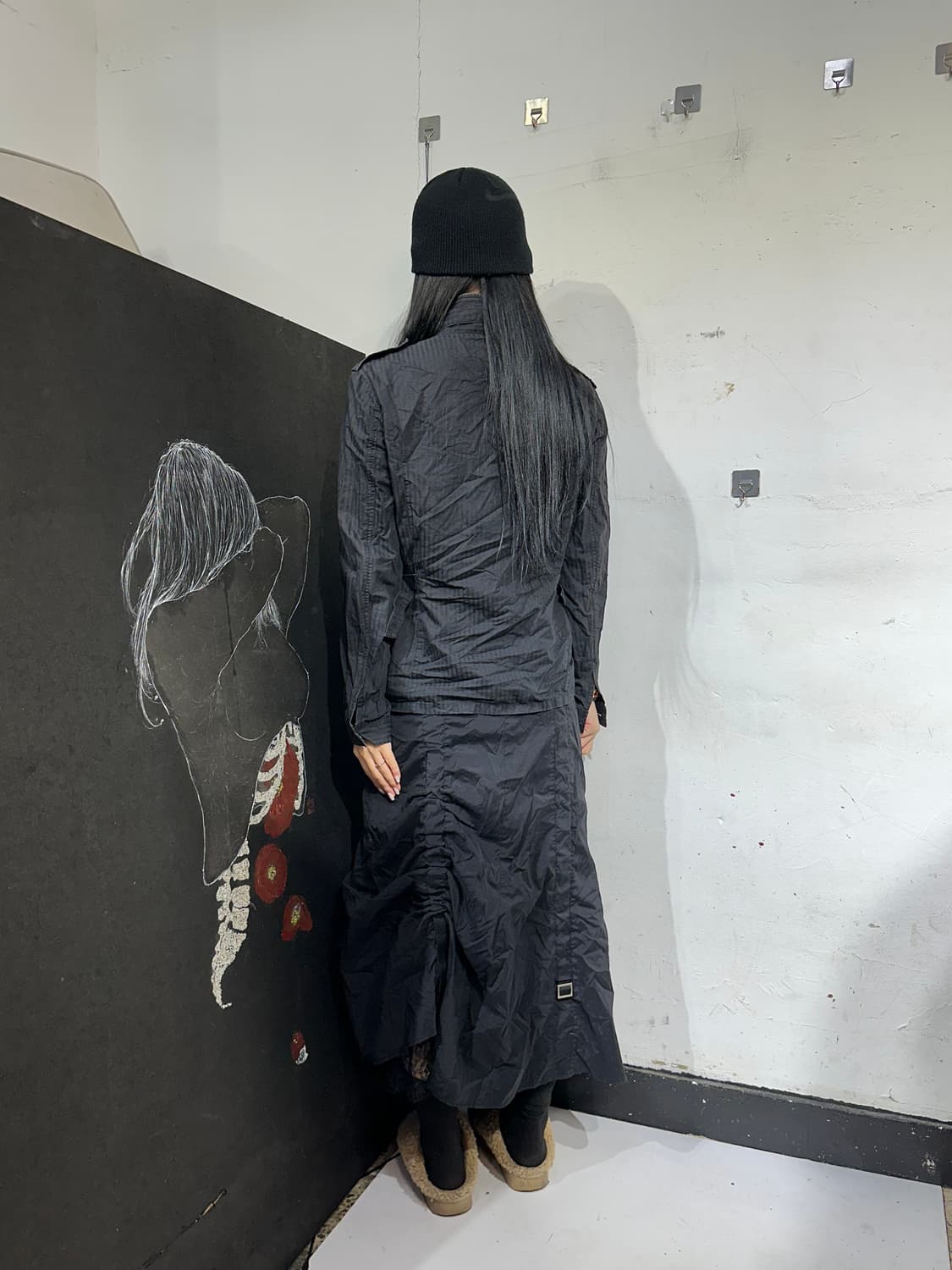 일본빈티지 블랙 고딕 하이넥 자켓 M 상품이미지2