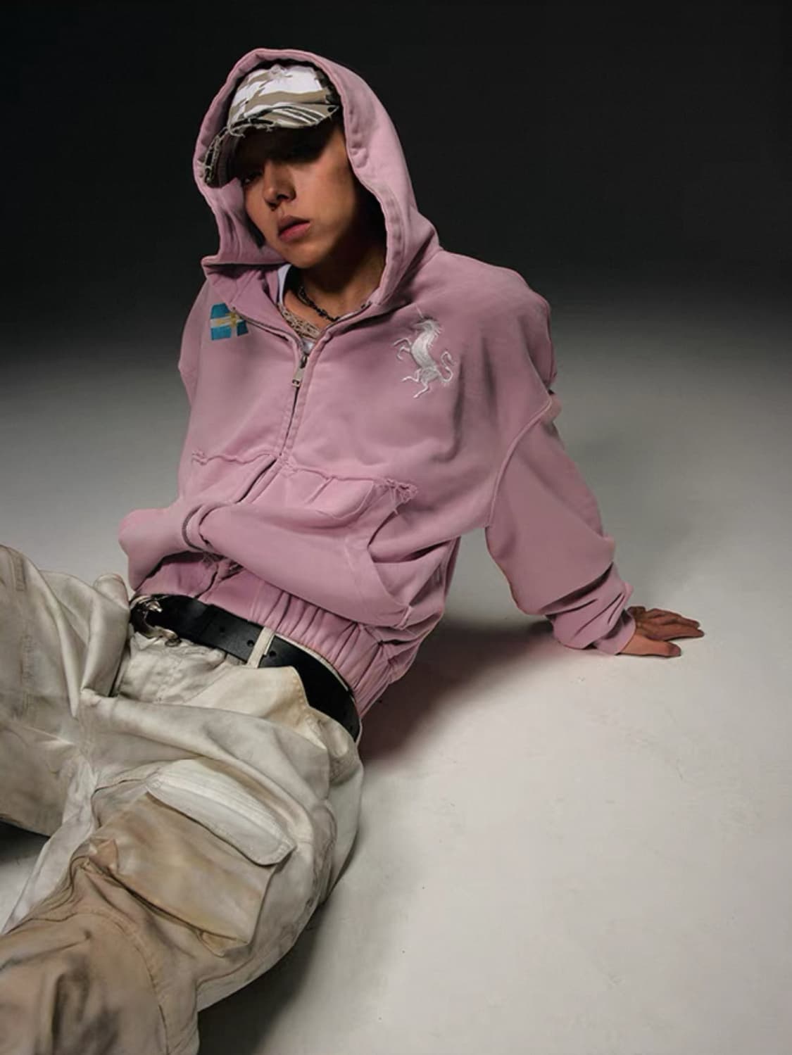Dust Wash Pink Rider Zip Hoddie 상품이미지8
