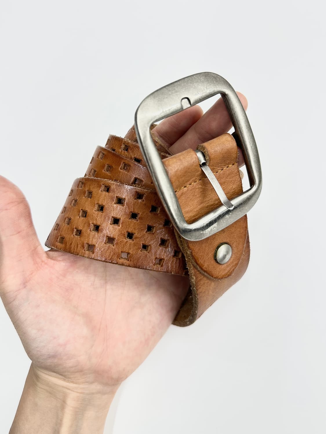 NONE vintage punching detail leather bel 상품이미지4