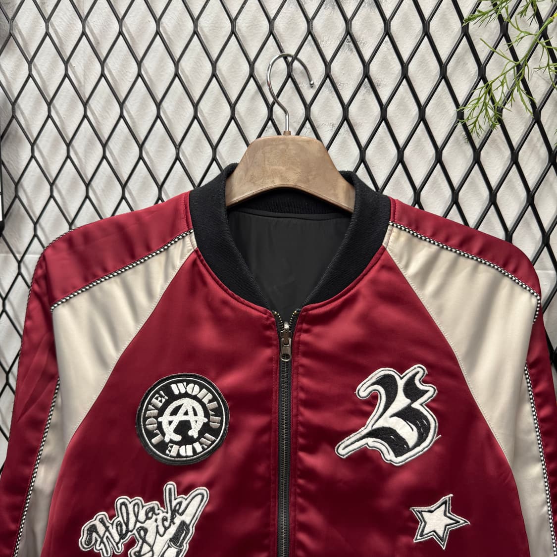 JPN VINTAGE 리버시블 스카쟌 봄버 자켓 레드 블랙 상품이미지5