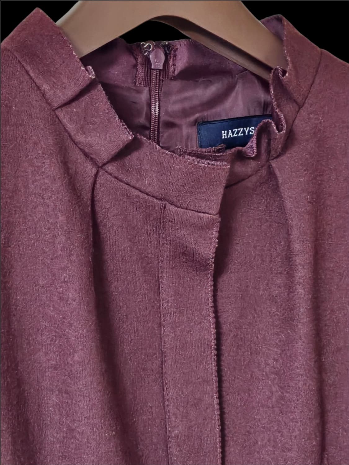 헤지스레이디스 버건디 하이넥 벨티드 울 미디 원피스 55 55(1/2) 상품이미지4