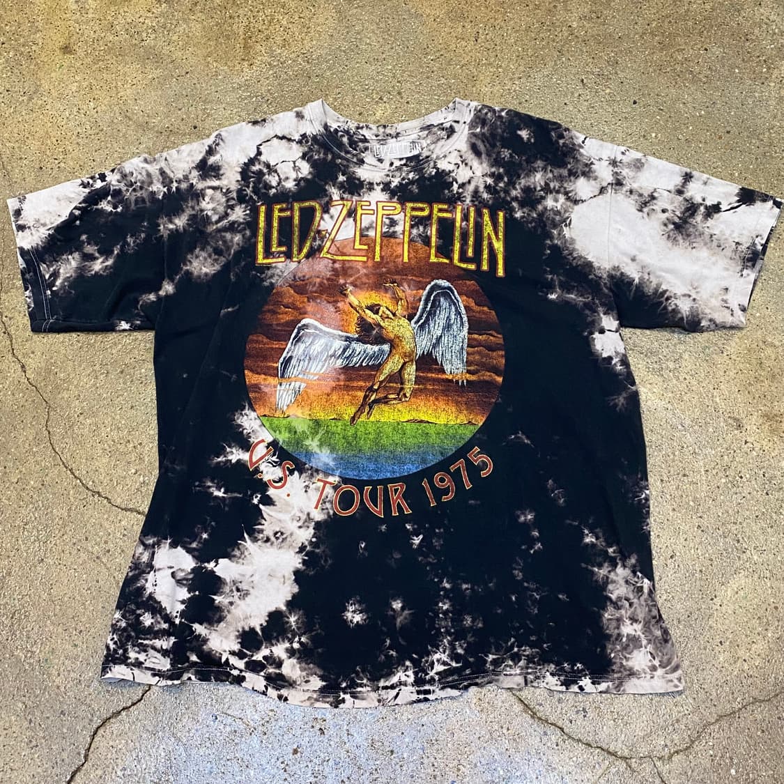 미국 빈티지 레드제플린 타이다이 프린팅 반팔티 락티셔츠 상품이미지2