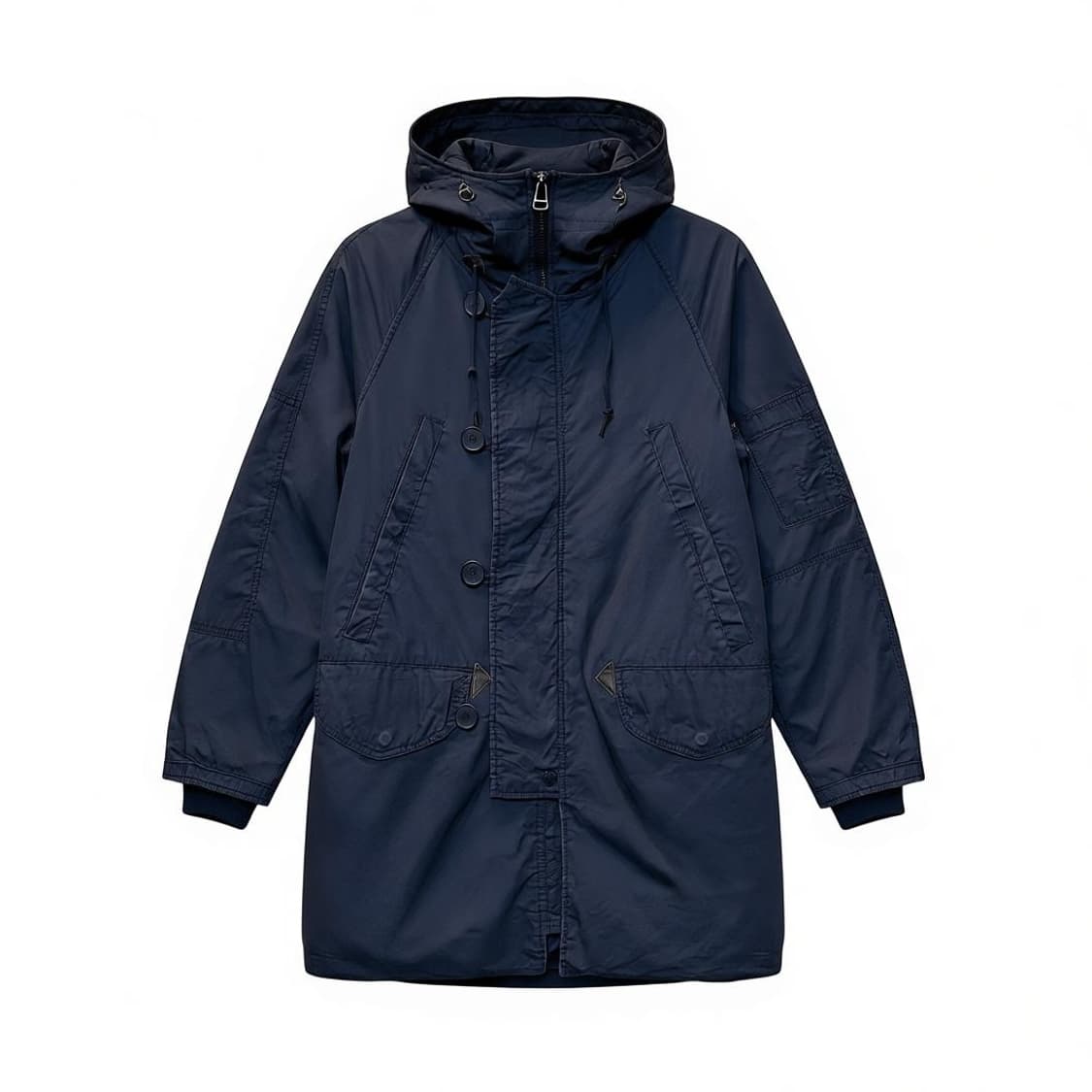 KR VINTAGE 후드 필드 자켓 허리 스트링 4포켓 디테일 네이비 상품이미지1