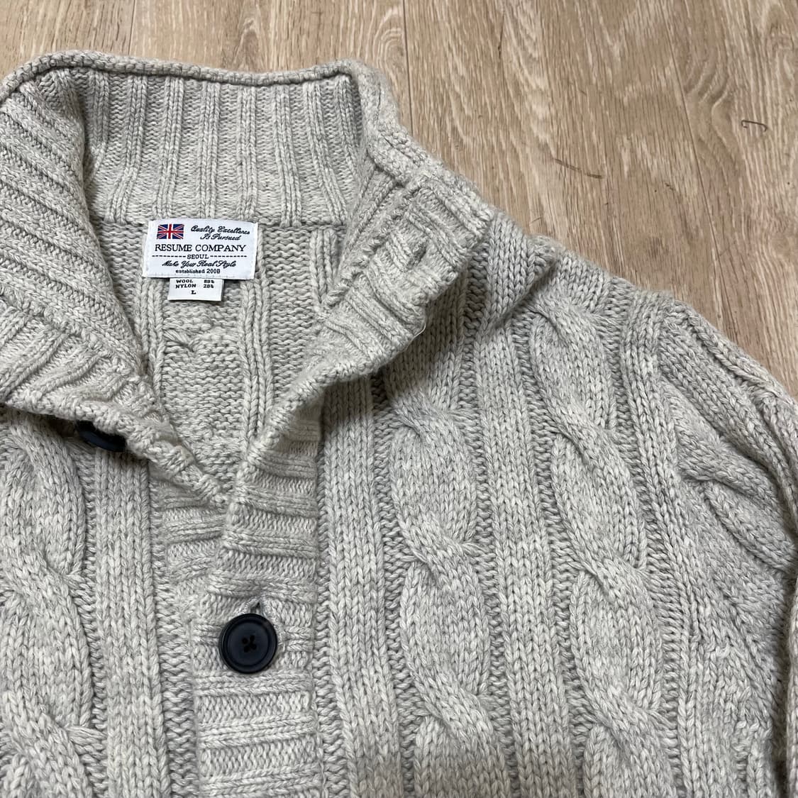 RESUME COMPANY  숄카라 꽈배기 울 니트 가디건 L(100) 상품이미지2