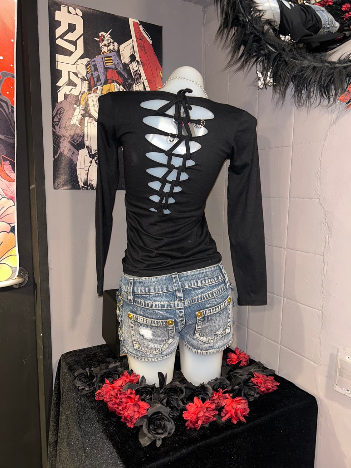 LAZY DAISY 레이지데이지 호피프린팅 백그런지링 긴팔티 갸루y2k 상품이미지6