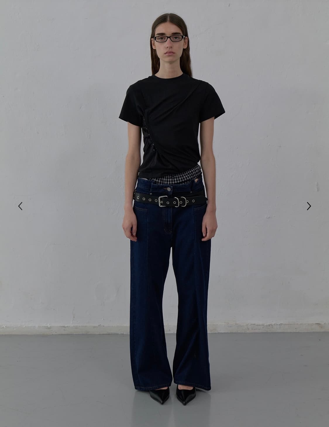 LCDC 후크 디테일 슬림 티셔츠 블랙 M (텍o새상품) 상품이미지5