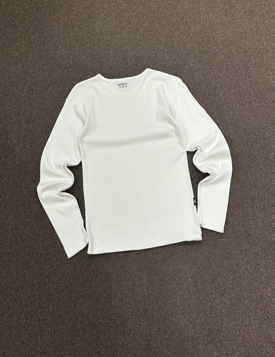 M)Avirex vintage v넥 화이트 골지 롱슬리브 상품이미지4