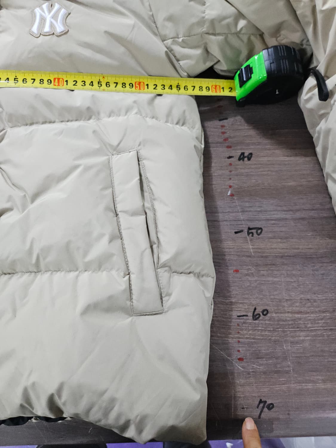 MLB 키즈 165  구스 다운 베이지 후두 패딩 .남여가능 상품이미지7