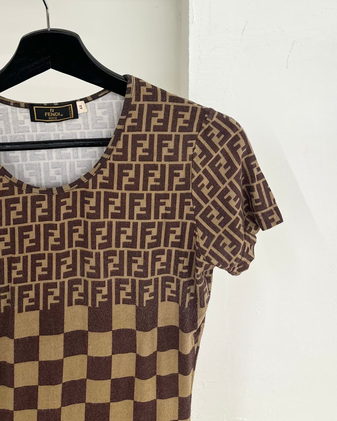 펜디 브라운 주카 패턴 코튼 하프 티셔츠 상품이미지4