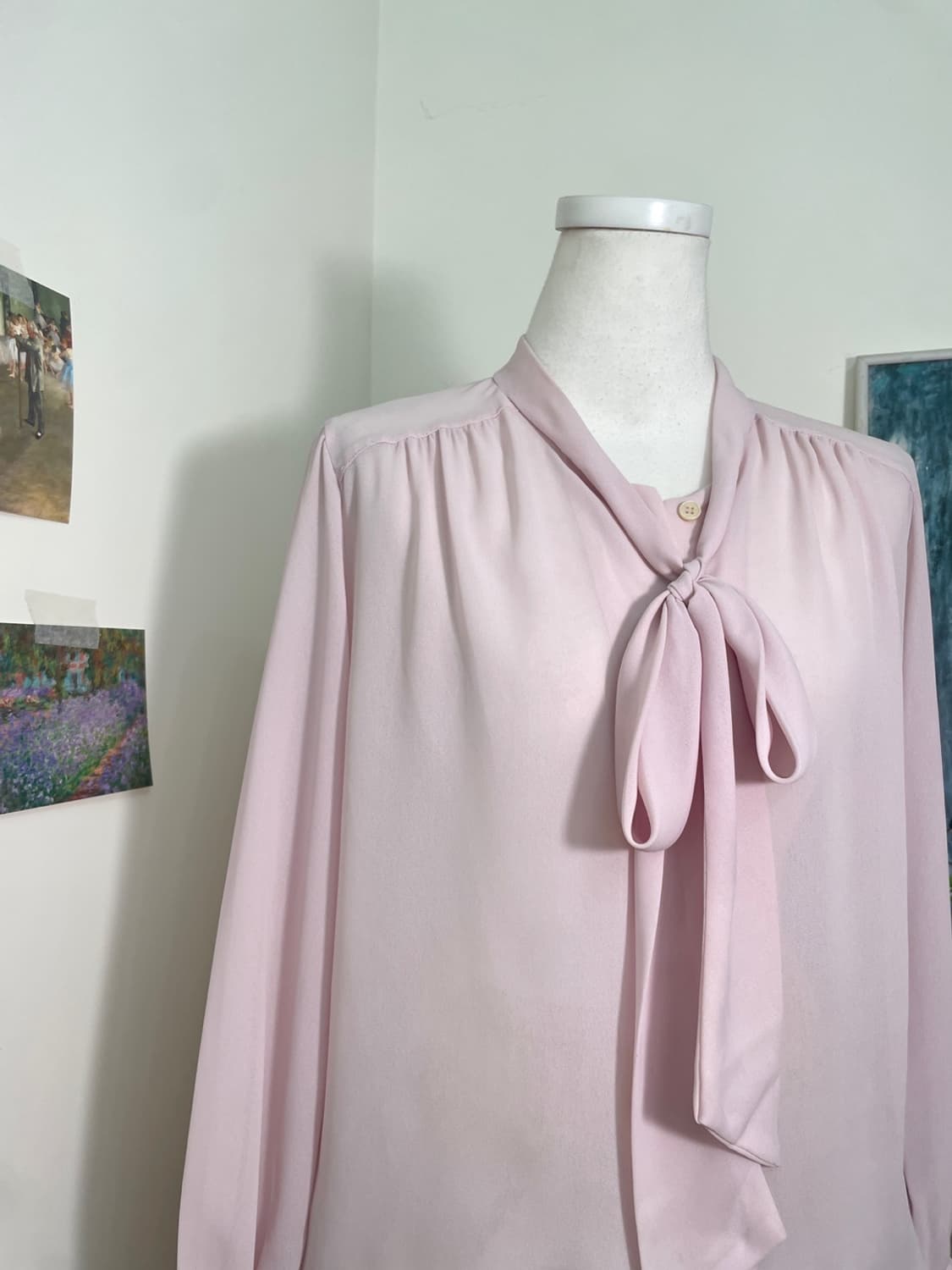 cosmos pink lovely bow shirring chiffon 상품이미지6