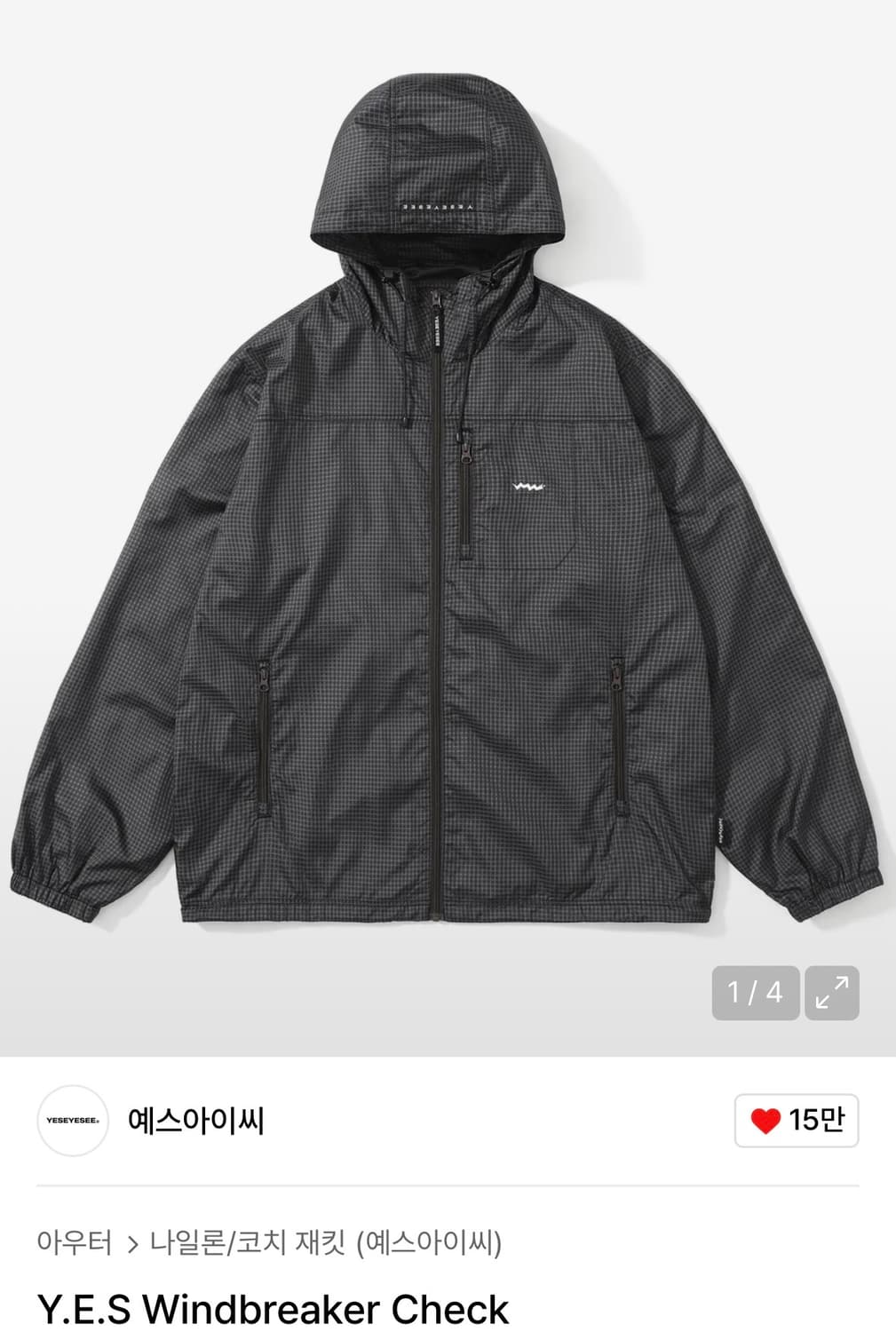 예스아이씨 체크 바람막이 L 상품이미지1