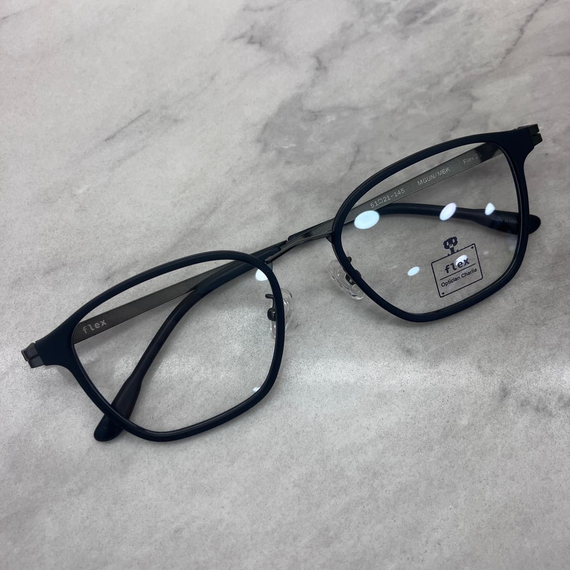 D02 경성 京城 FLEX21 무광 블랙 웰링턴 콤비 뿔테 안경 상품이미지1