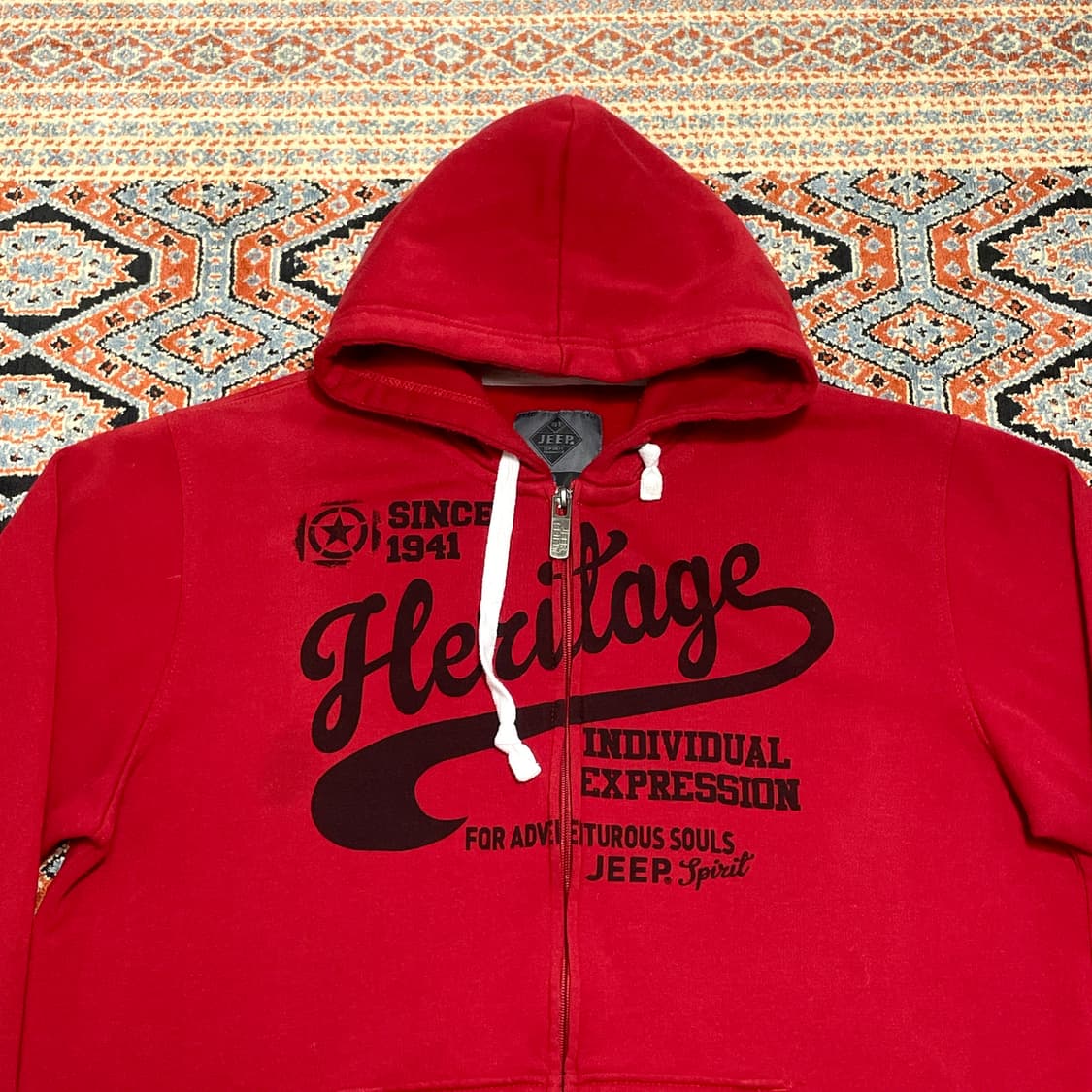 지프 헤리티지 스펠로고 레드 후드집업 남성L 상품이미지2
