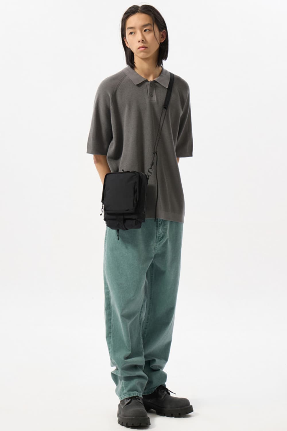 커스텀멜로우 블랙 나일론 미니 크로스백 상품이미지6