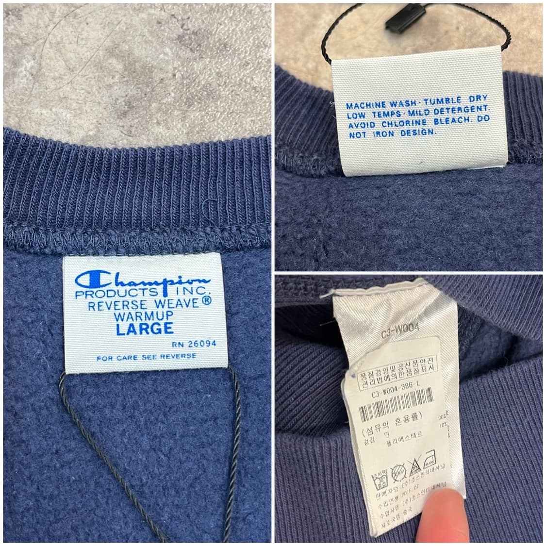 챔피온 기모 맨투맨 네이비 L #csz3161 상품이미지3