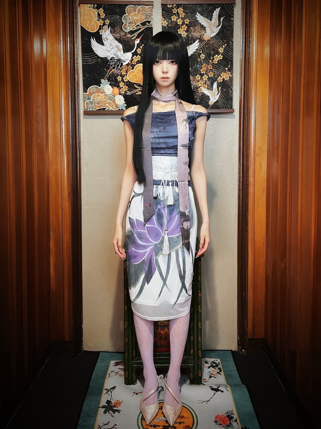 피아오량 purple Lotus midi skirt  상품이미지2