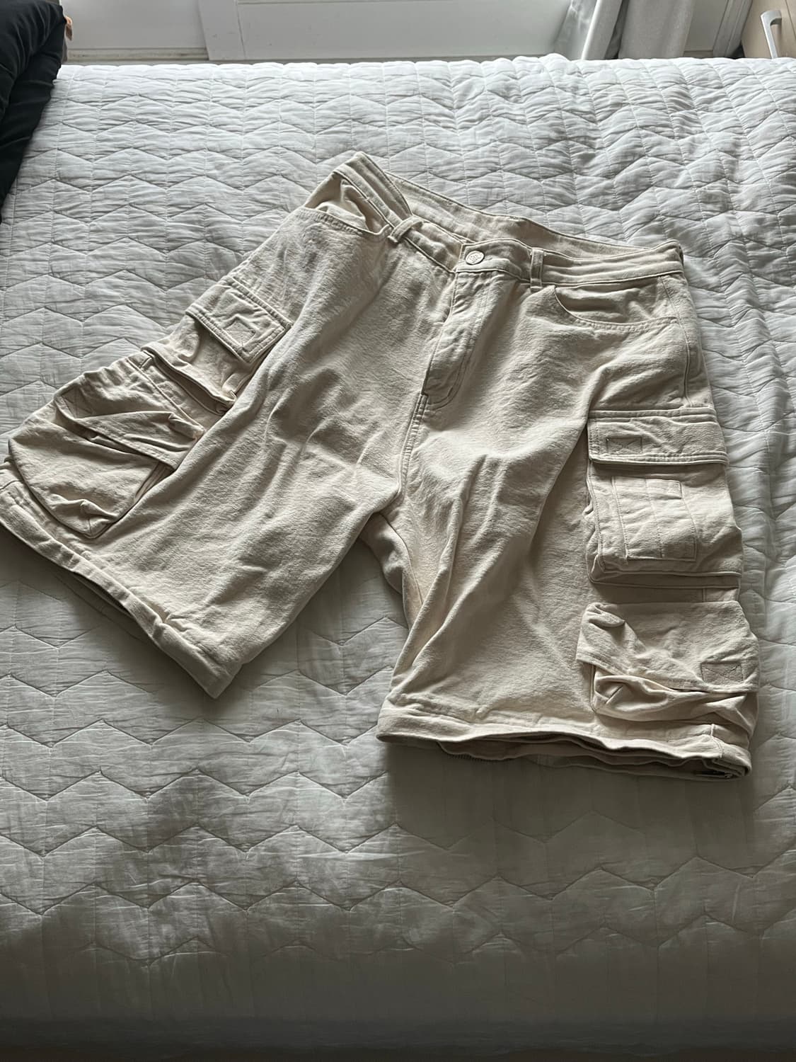 빈티지 카고 팬츠 반바지 아이보리 상품이미지1