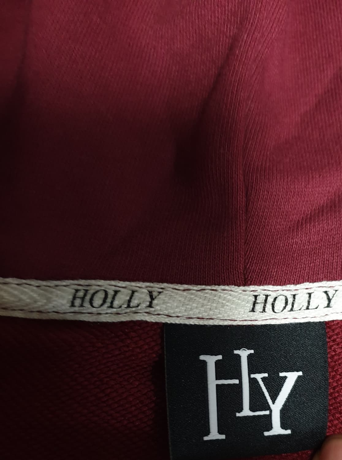 HOLLY 메이드 크롭 후드짚업 와이드팬츠 스웨트 상하의 버건디(F) 상품이미지3