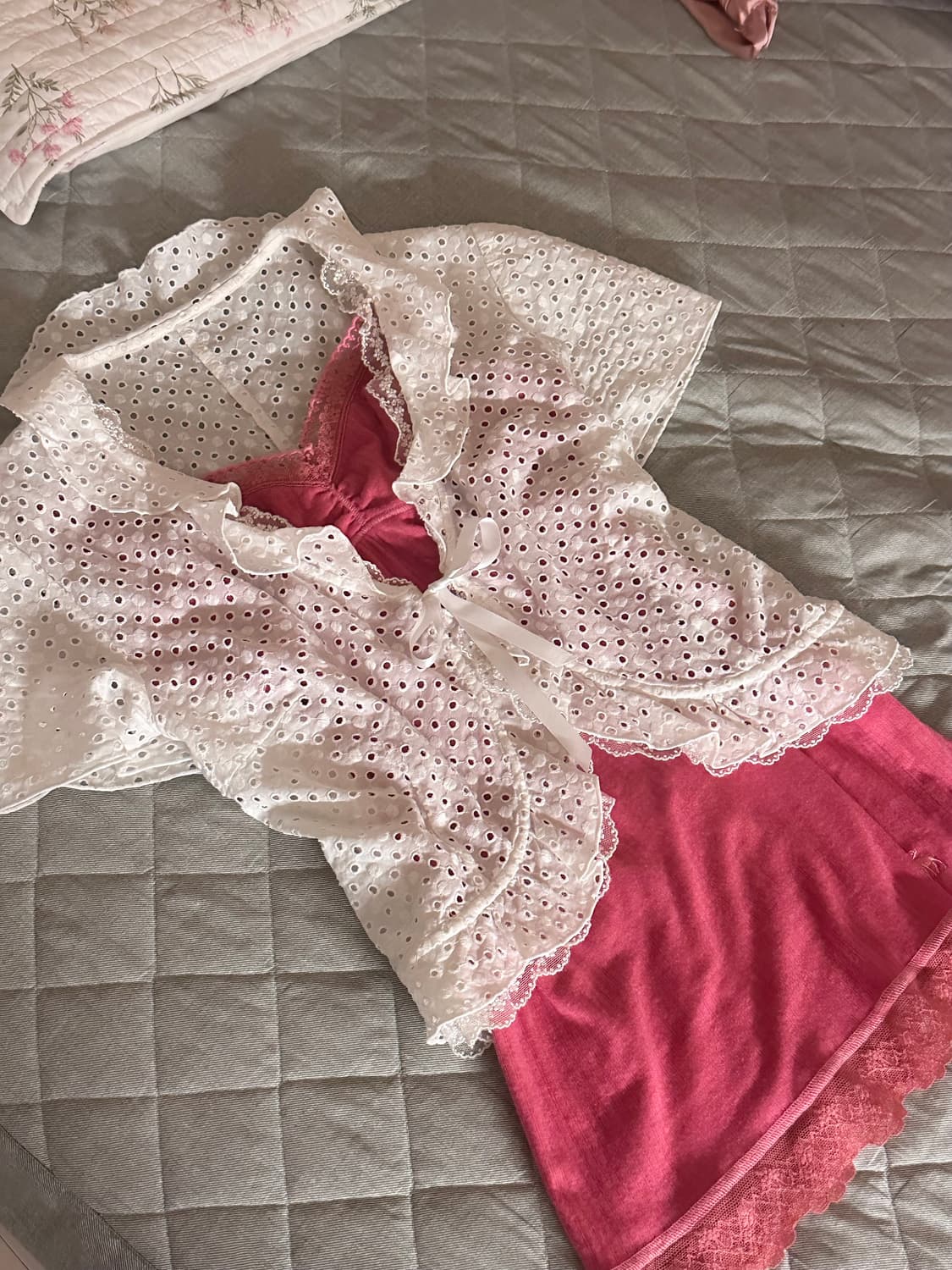 레이스 프릴 코튼 가디건 상품이미지1