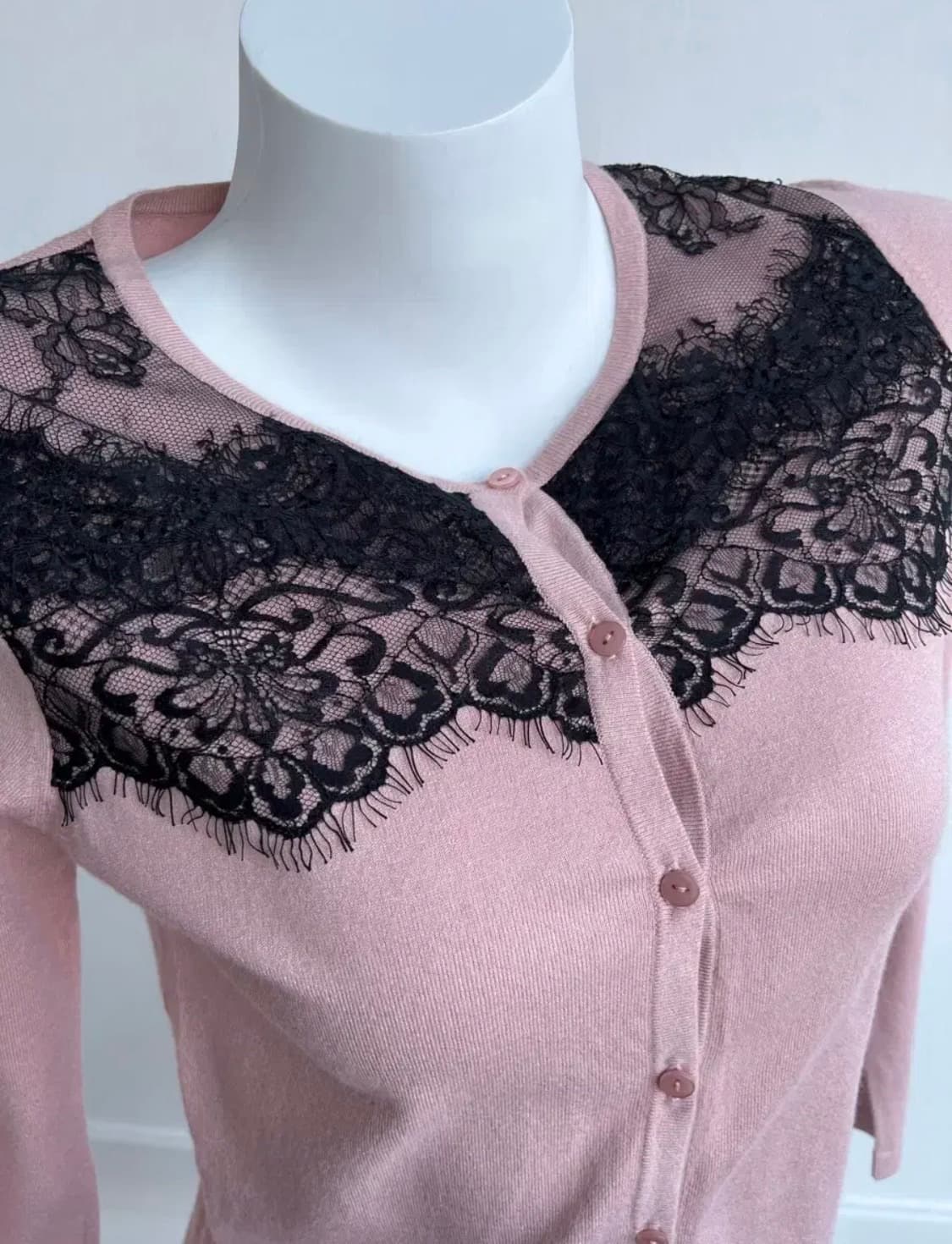 블랙 레이스 연핑크 가디건 상품이미지2