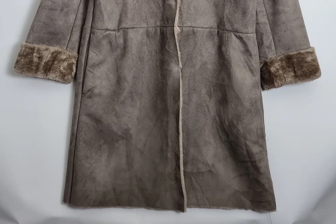 AQUAGIRL 베이지 스웨이드 후드 털 코트 상품이미지4