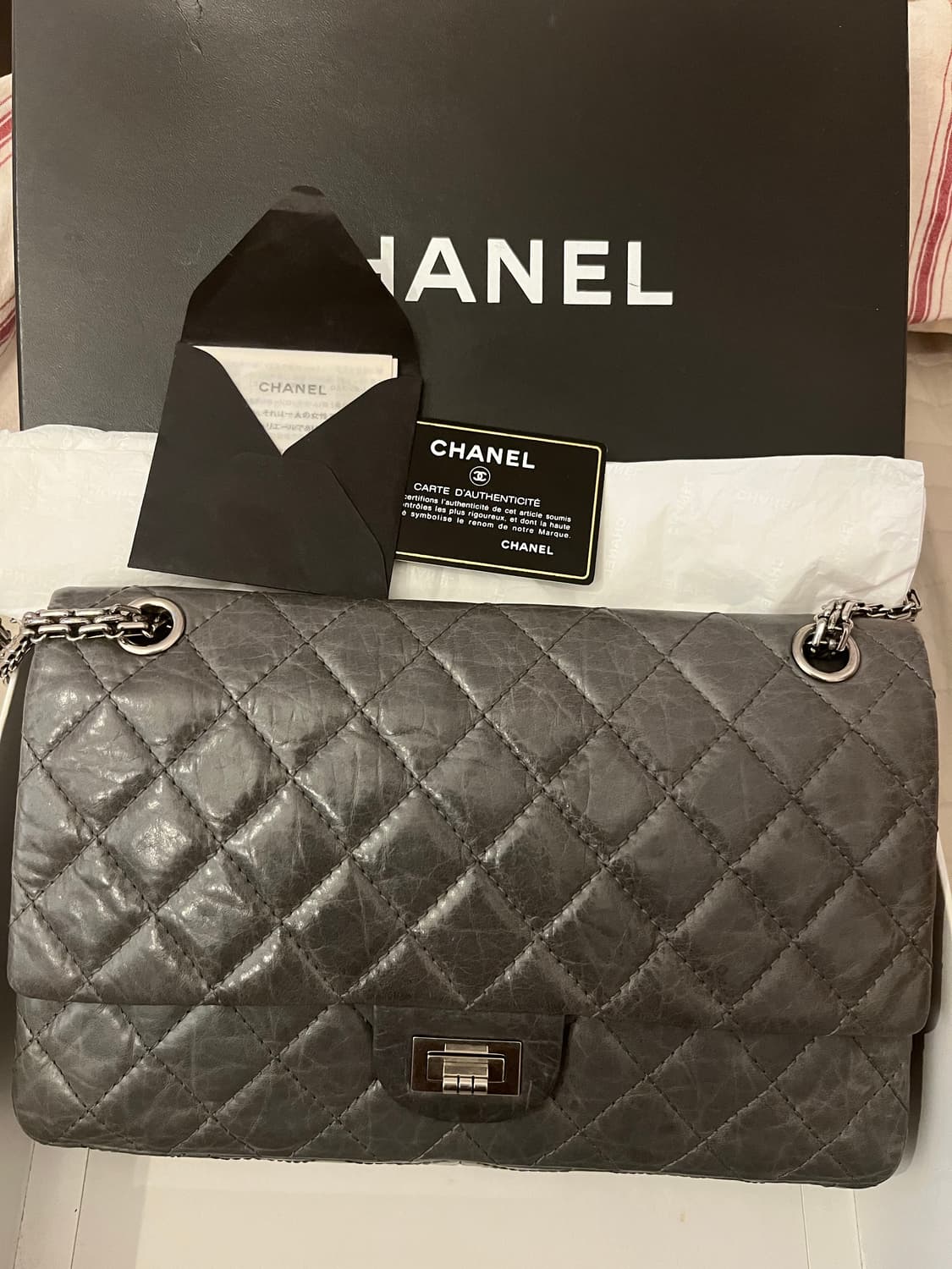 샤넬 2.55 빈티지 라지 그레이 풀셋 급매 상품이미지2