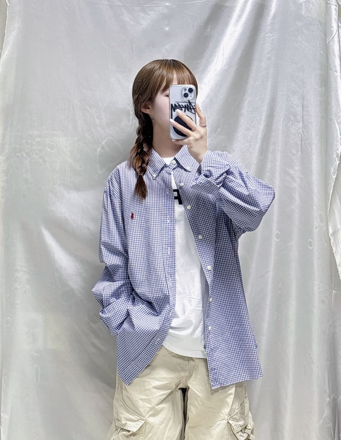 폴로 랄프로렌 포니 오버핏 체크셔츠  상품이미지1