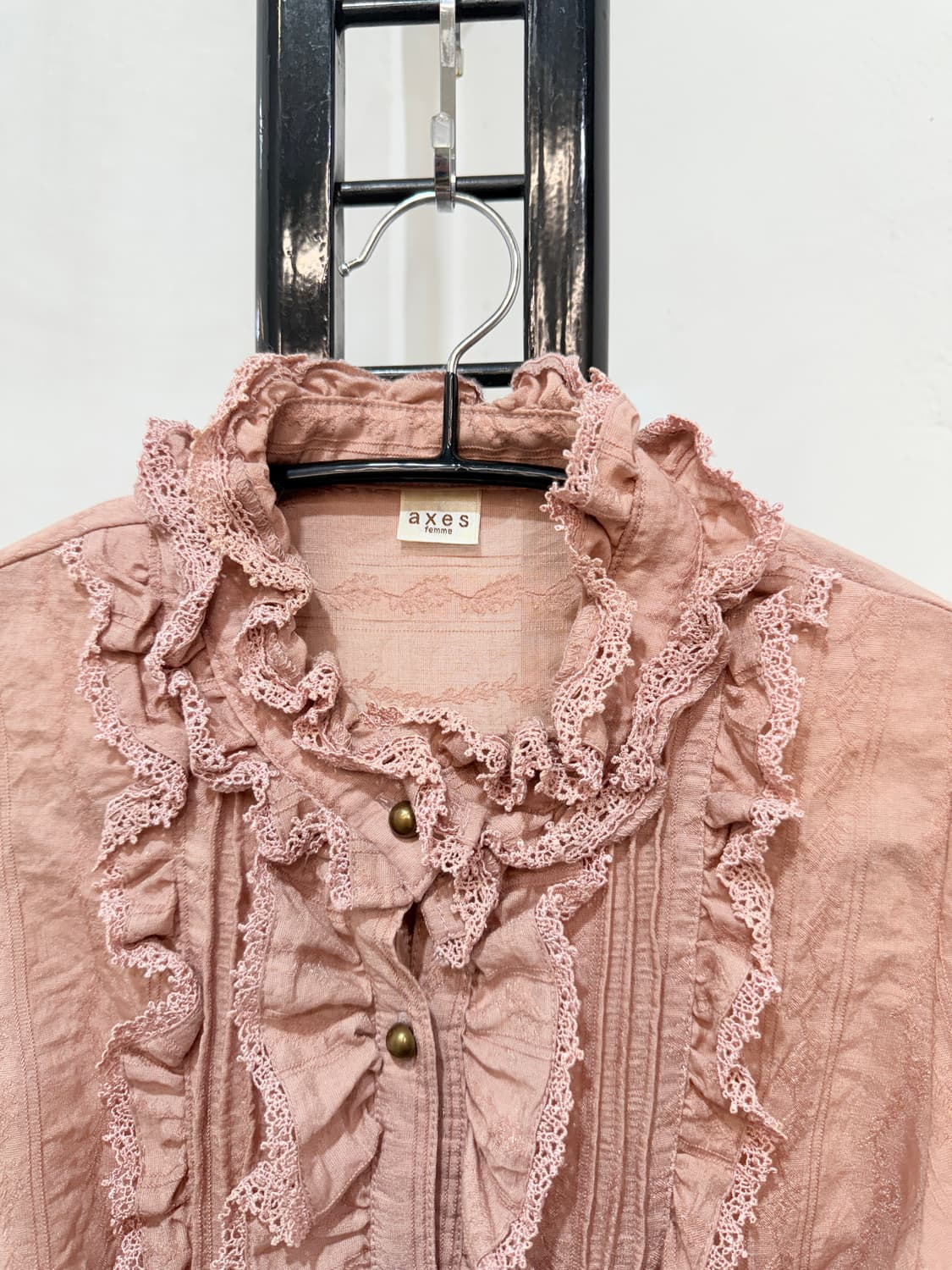 재팬빈티지 엑시즈팜 인디핑크 프릴 블라우스 긴팔블라우스 3513 상품이미지2