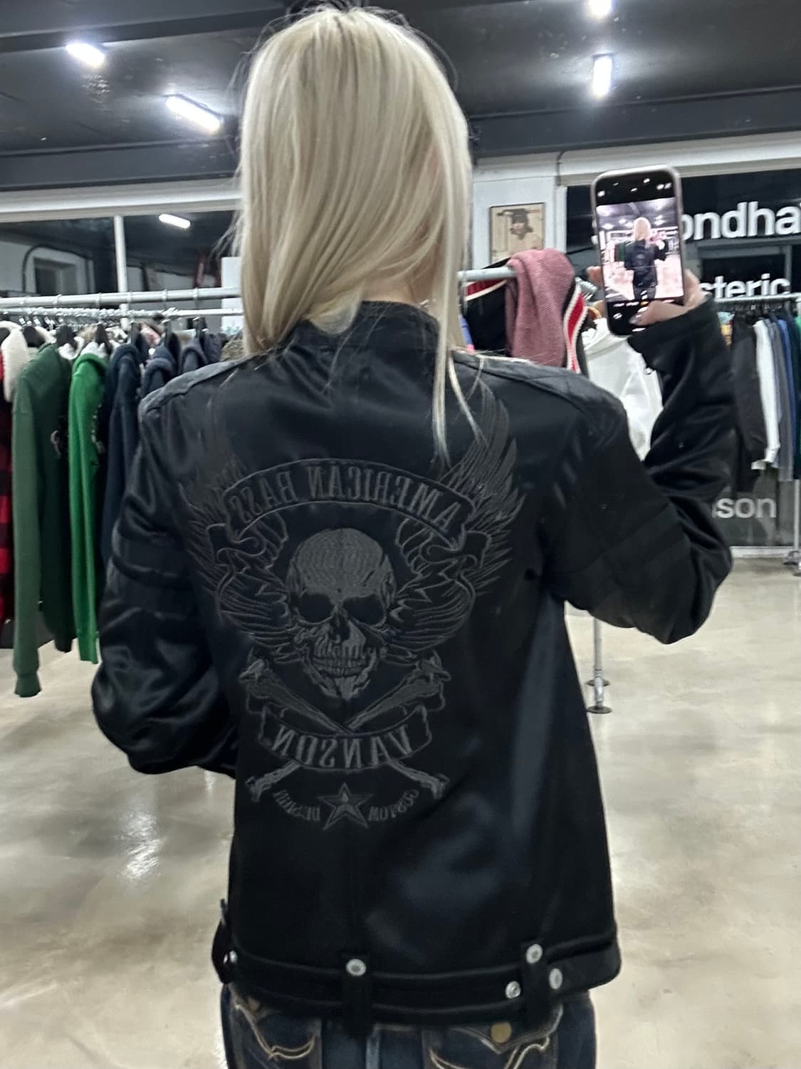 벤슨 스컬자수 넥버클 레이싱 자켓 상품이미지3