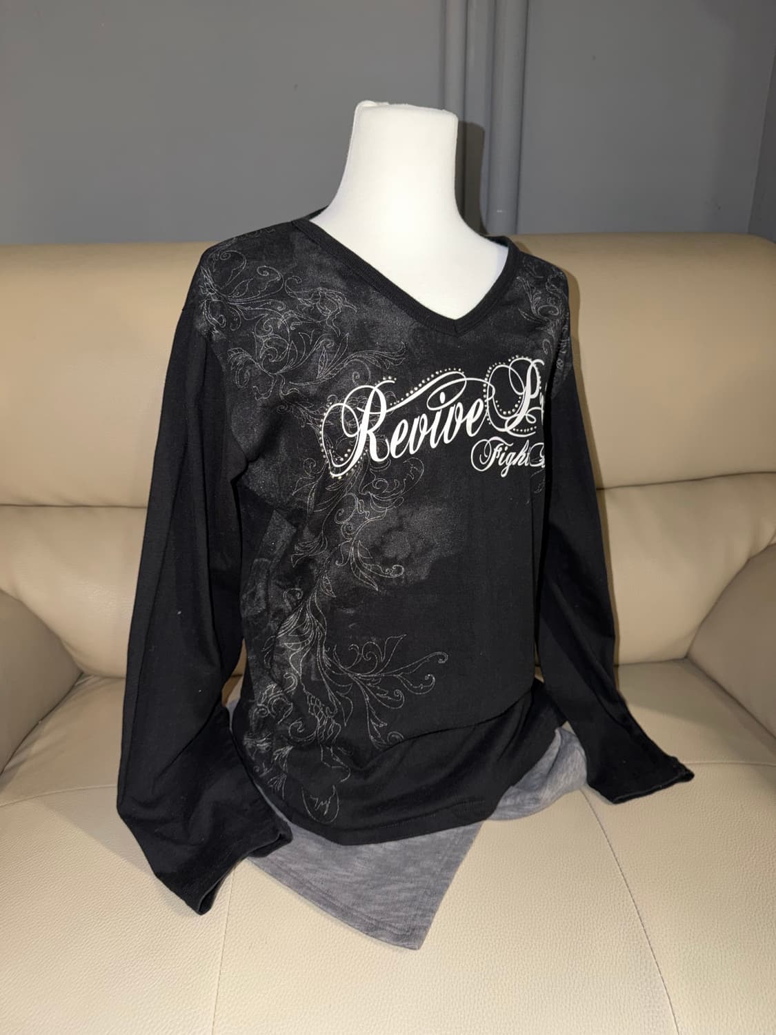 smoking skull printing long sleeve 상품이미지1