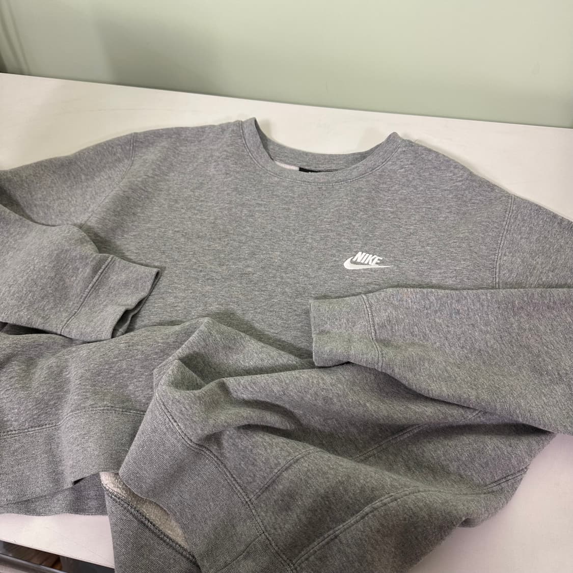 100 M 나이키 USA 기본로고 그레이 오버핏 코튼 맨투맨 상품이미지1