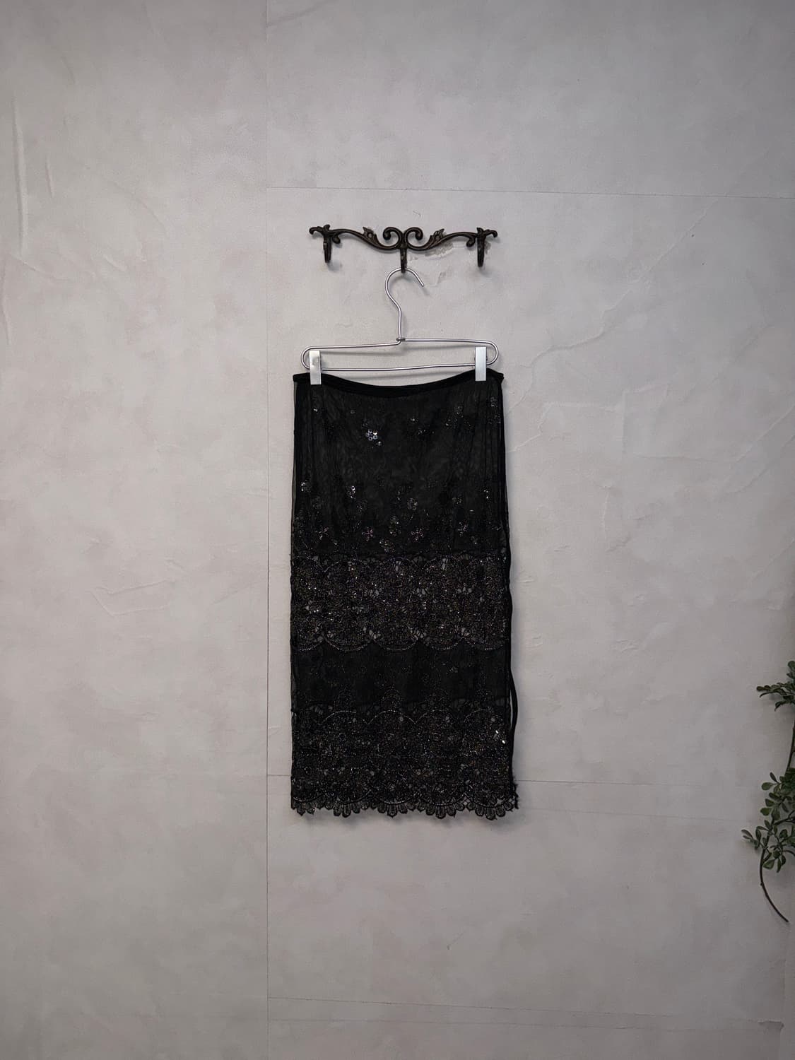 Black oriental flower mesh wrap skirt 상품이미지5