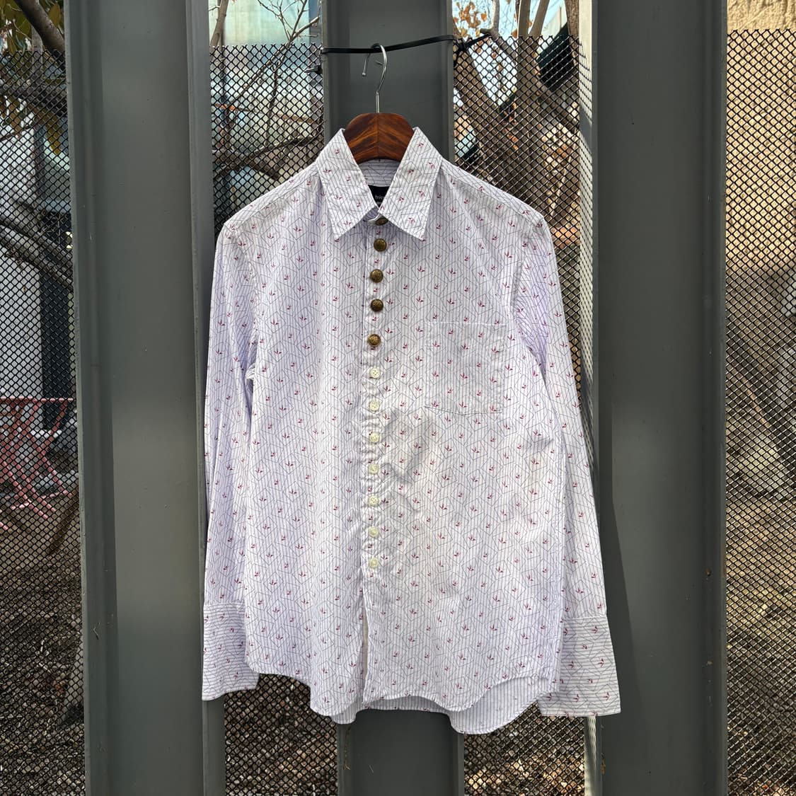 꼼데가르송 트리콧 새 패턴 앤틱 골드 버튼 셔츠 상품이미지1