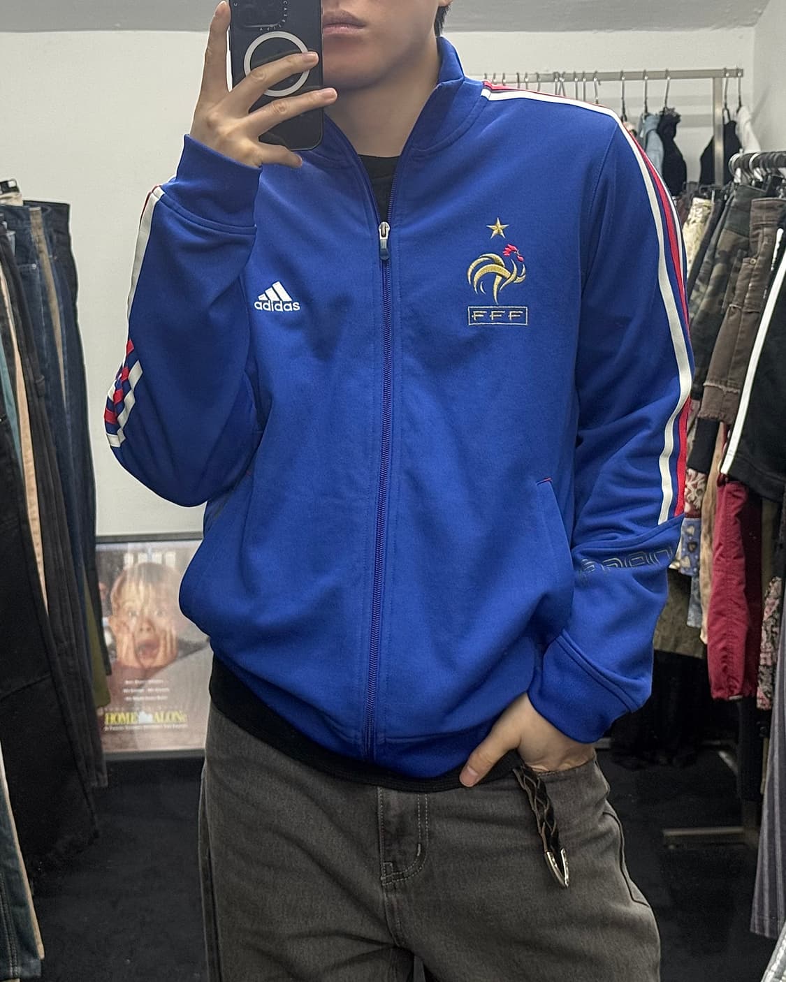 아디다스 져지 트랙탑 집업 프랑스 L 100 올드스쿨 블루 파랑색 저지  상품이미지1