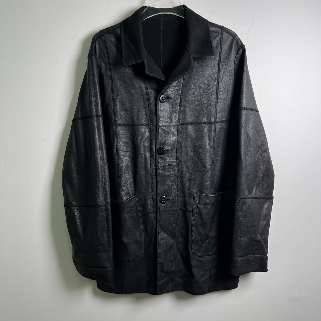 VTG 빈티지 블랙 스웨이드 레더 리버시블 코트 46 상품이미지6