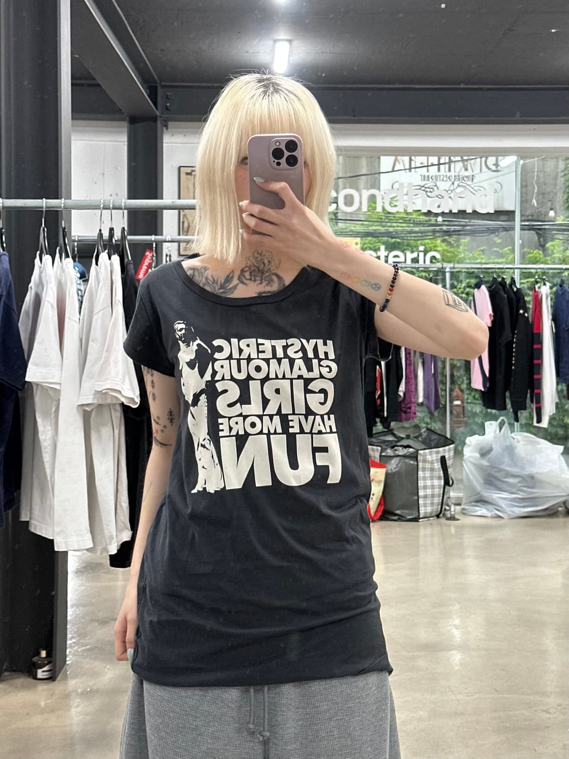 히스테릭 글래머 레터링 그래픽 히스걸 반팔 티셔츠 상품이미지1