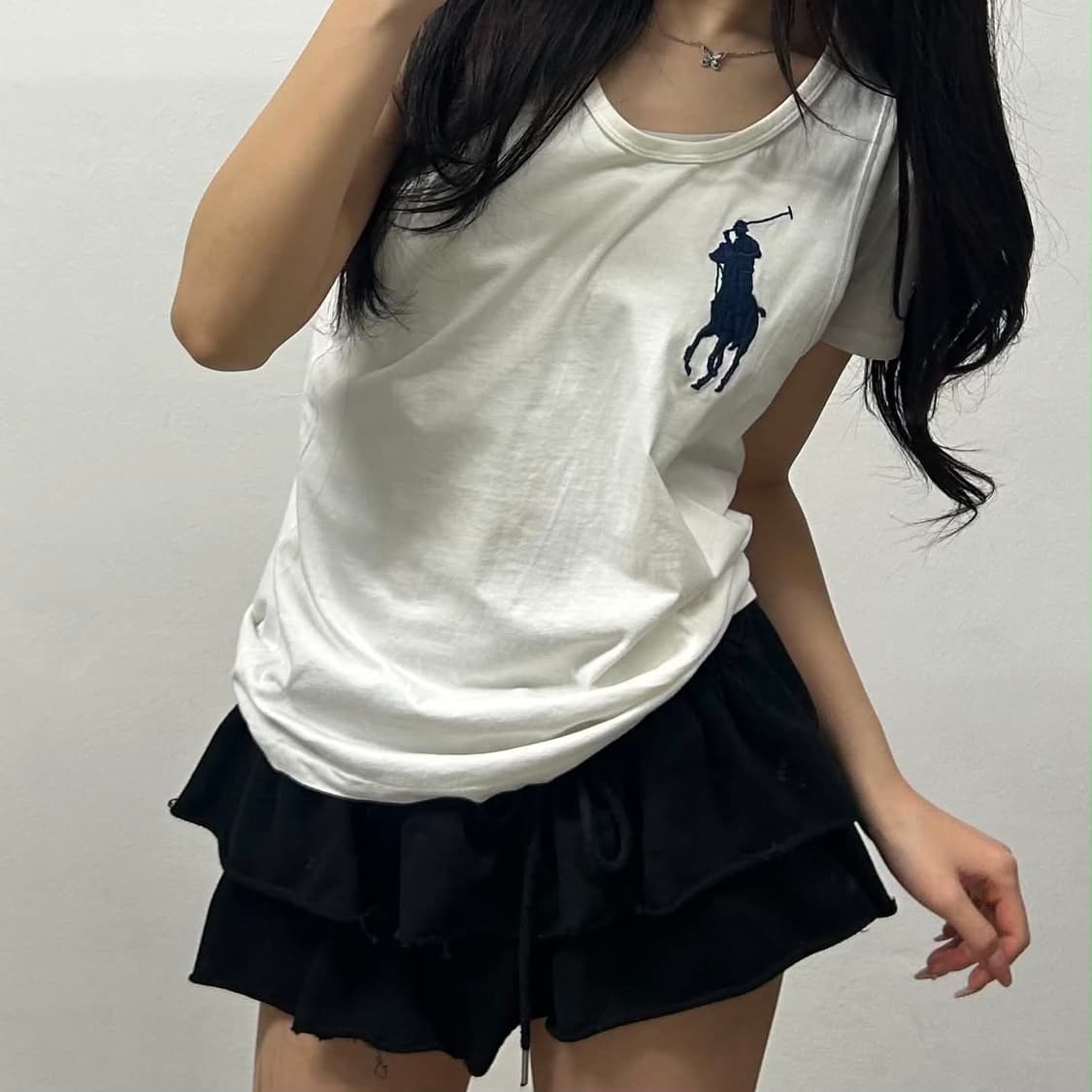 폴로 랄프로렌 빅포니 화이트 슬리브리스  나시 티셔츠(S) 상품이미지2