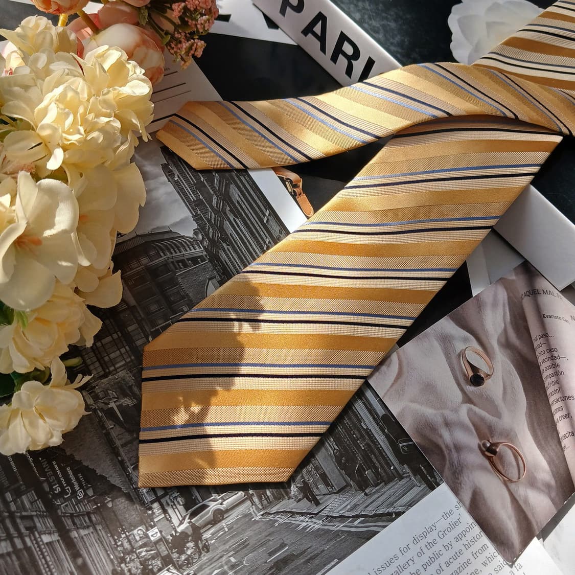 아쿠아스큐텀 넥타이 골드 스트라이프 A+~A등급 E895
 상품이미지4