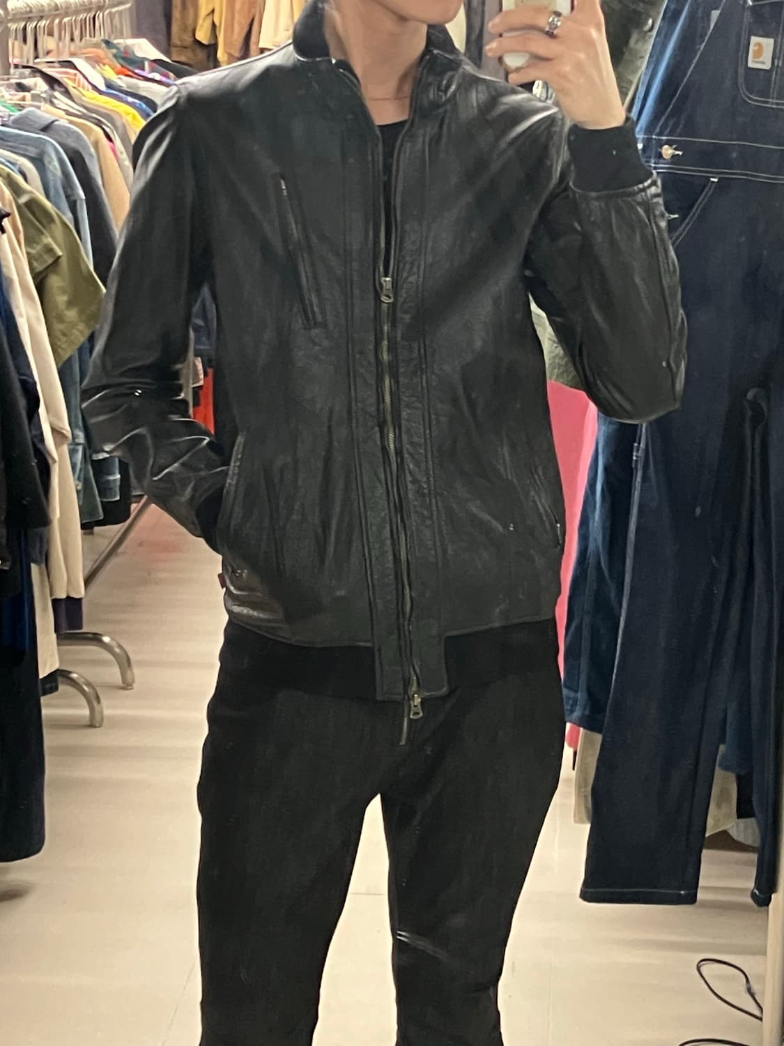 VTG 빈티지 레더 블루종 L 상품이미지6