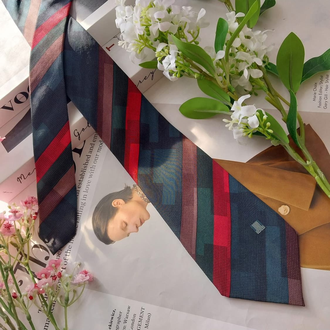 랑방 실크 그린 체크 패턴 넥타이 약 9cm B등급 K1898
 상품이미지2